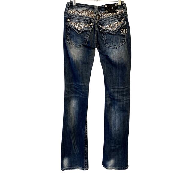 Y2K Deadstock Long Miss Me Embellished Bootcut Jeans – Size 28 (Fits 26/27) - Picture 1 of 5